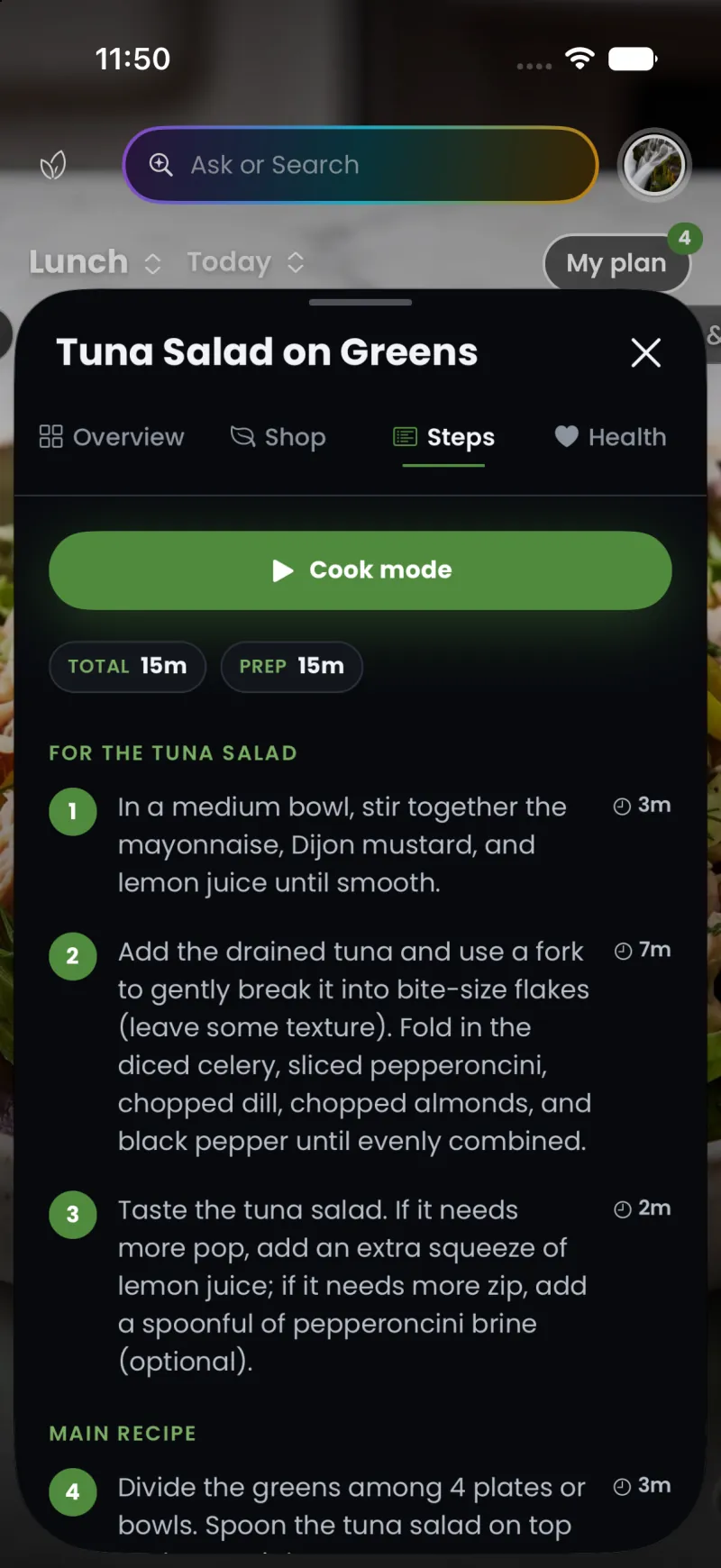 Food For Health recipe steps for Tuna Salad on Greens